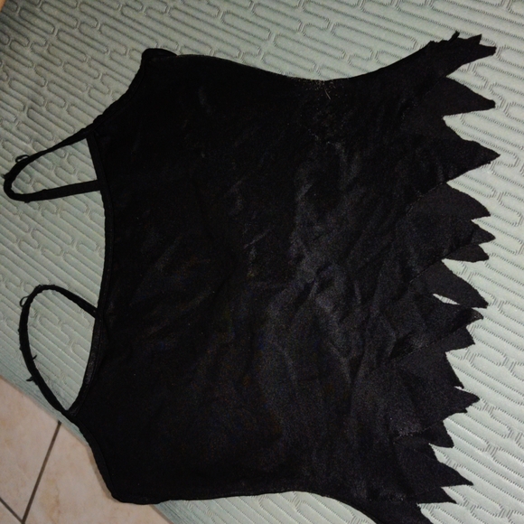 Edgy Bikini Top Bathing Suit Vampire Cosplay Witch Emo Satin Costume V Neck Sexy - Picture 6 of 9